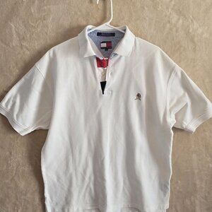 Tommy Hilfiger Sailing Gear Polo Shirt Men’s Large White Vintage Logo‎ Crest 382